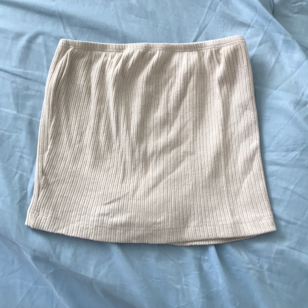 ribbed cream tube top